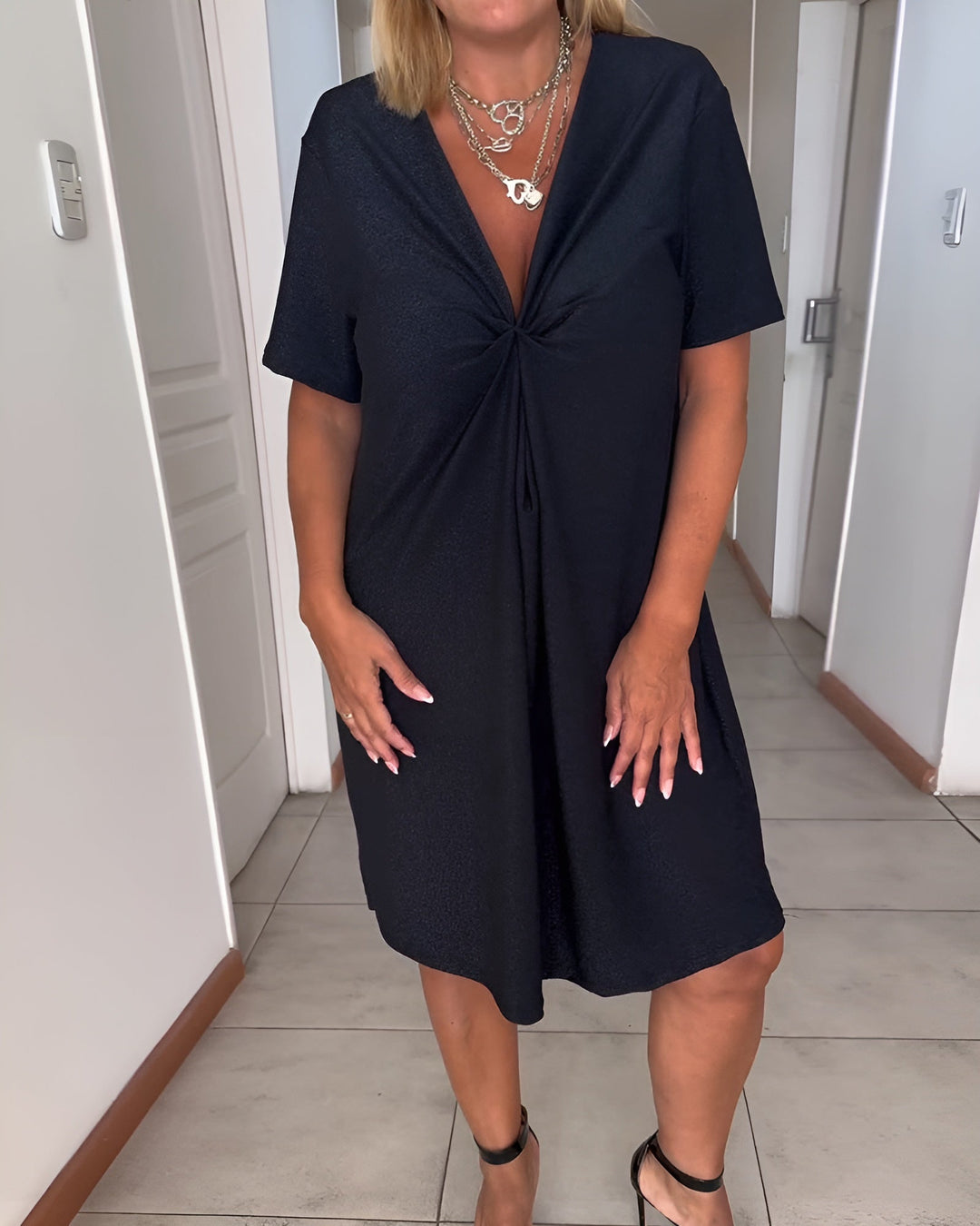Laurence | V-Neck Ruffled Elegant Dress