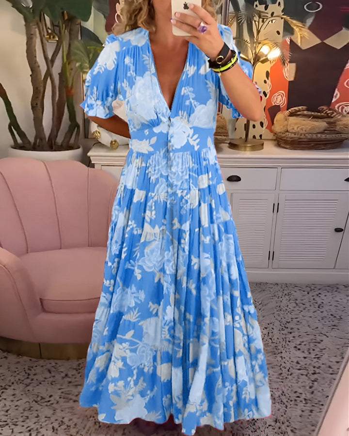 Carine | Floral V-neck Pocket Dress