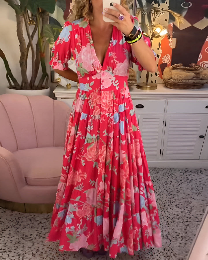 Carine | Floral V-neck Pocket Dress