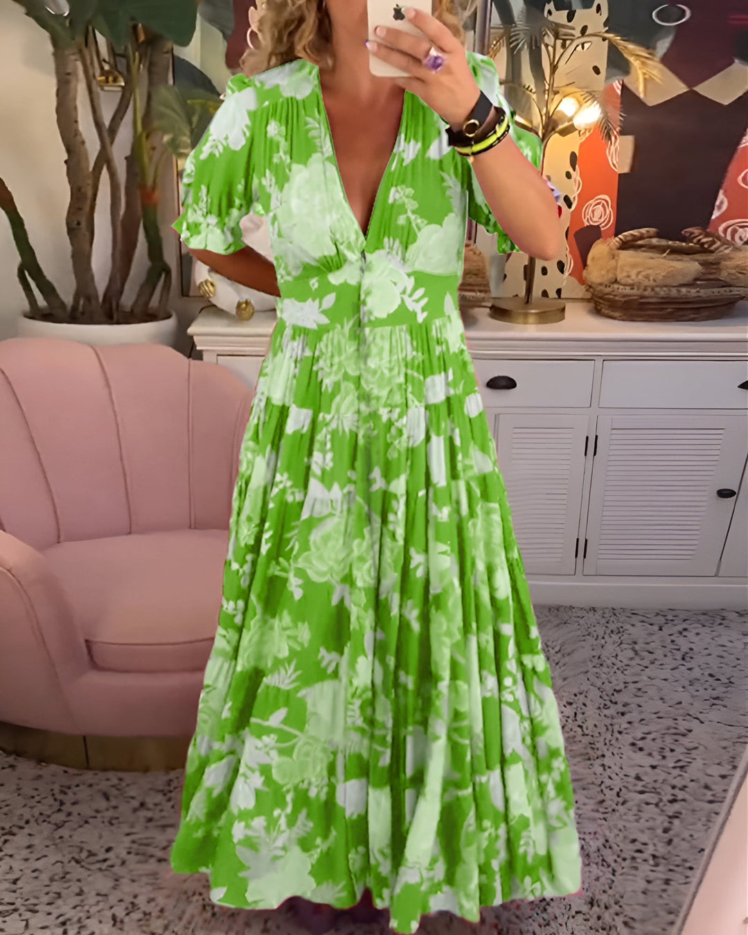 Carine | Floral V-neck Pocket Dress