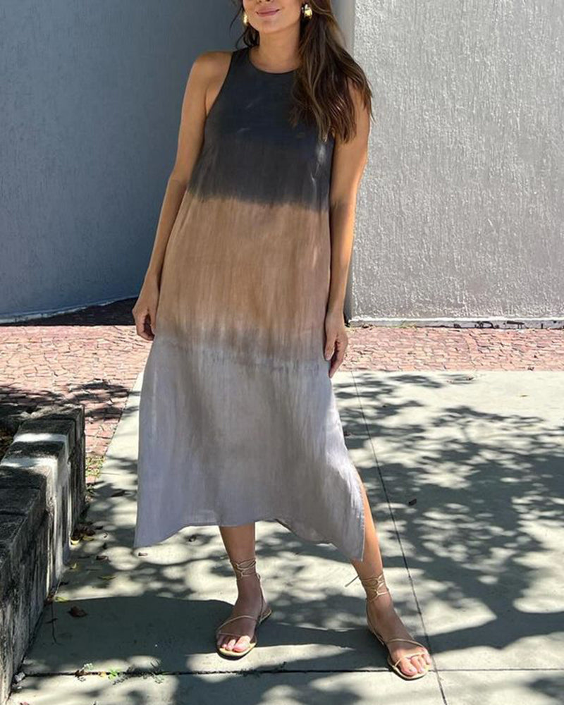 Anette | Sleeveless, Round Neck Ombre Dress