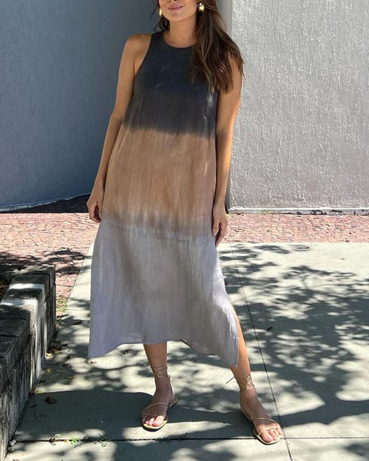 Anette | Sleeveless, Round Neck Ombre Dress