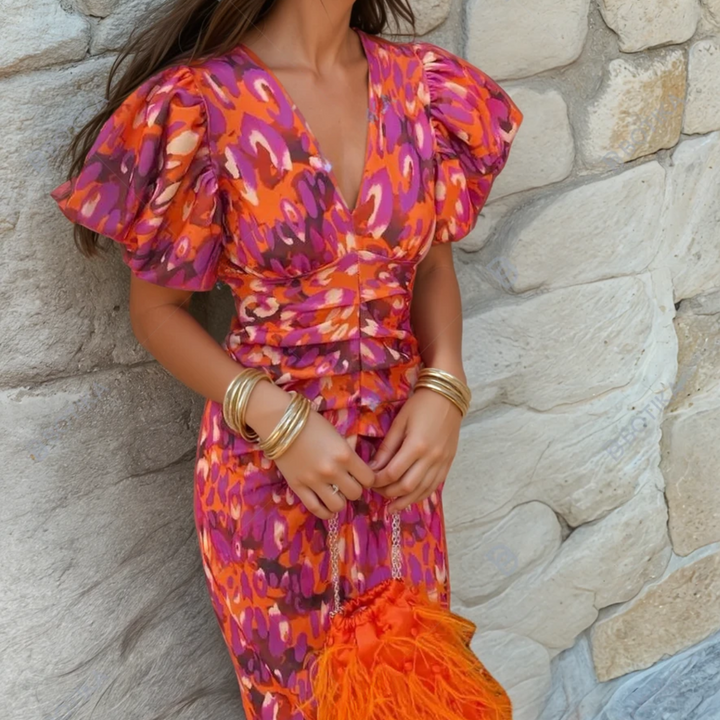 Carole | Stunning Detail Vibrant Party Dress