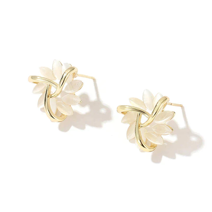 Tori™ - Curved Stone Flower Earrings