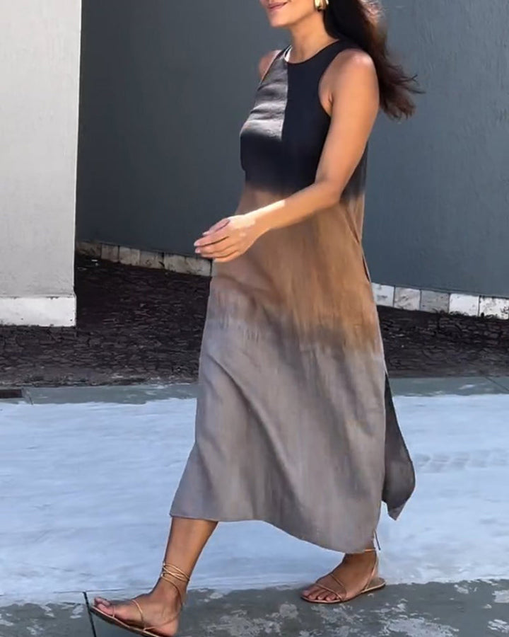 Anette | Sleeveless, Round Neck Ombre Dress