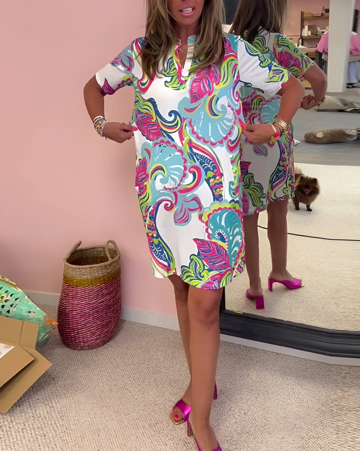 Gaëlle | V-neck Light Patterned Dress